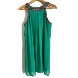 A. Byer green embroidered sleeveless mini dress lightweight boho Size M.